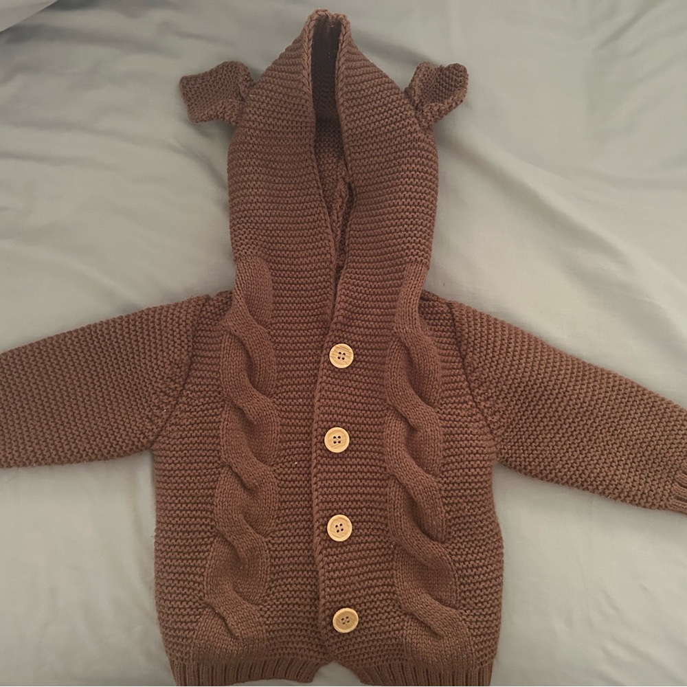 Cozy Brown Knit Baby Sweater